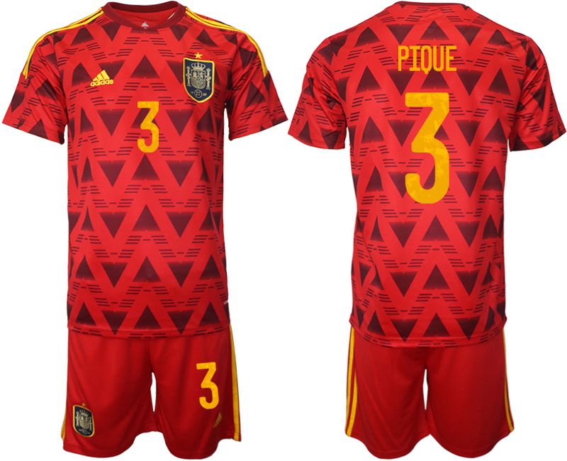 Cheap Men 2022 World Cup National Team Spain home red 3 Soccer Jersey